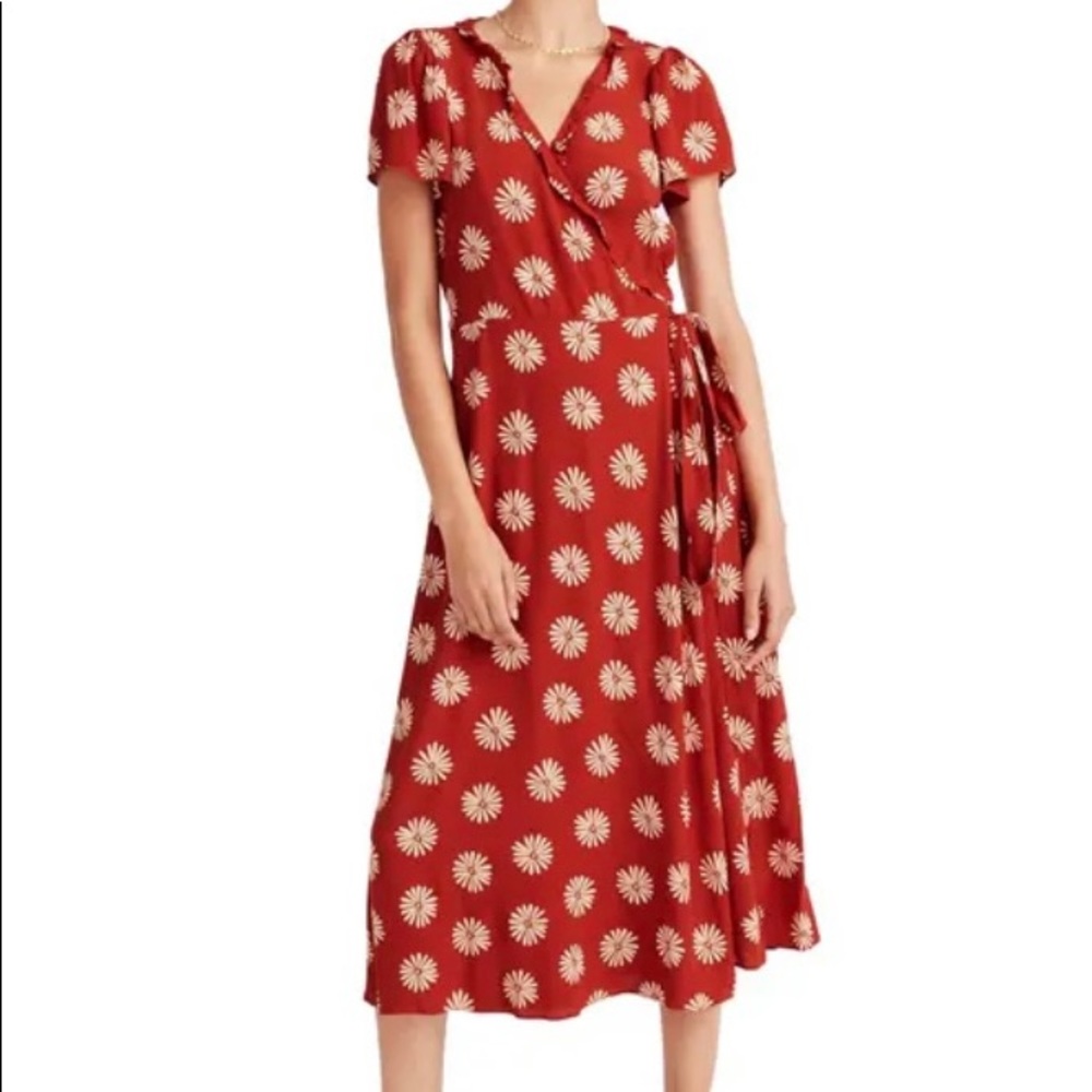 Madewell Ruffle-Edge Wrap Midi Dress